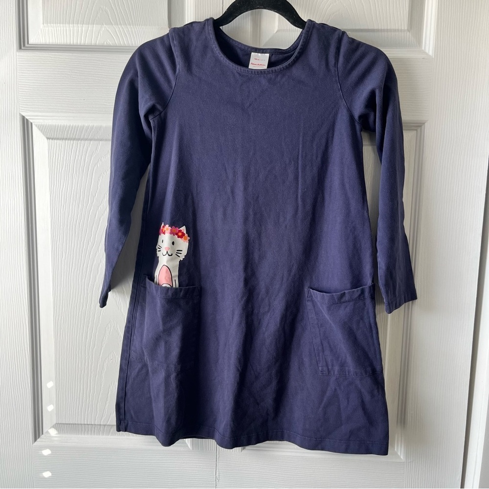 Hanna Andersson navy cat pocket dress US 10